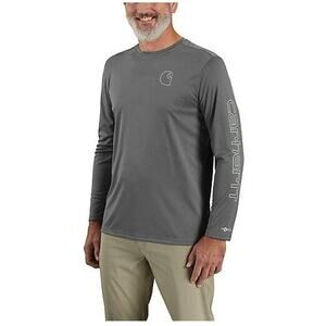 NWT Carhartt Force Sun Defender Relaxed LS Logo T-Shirt in Steel size Large